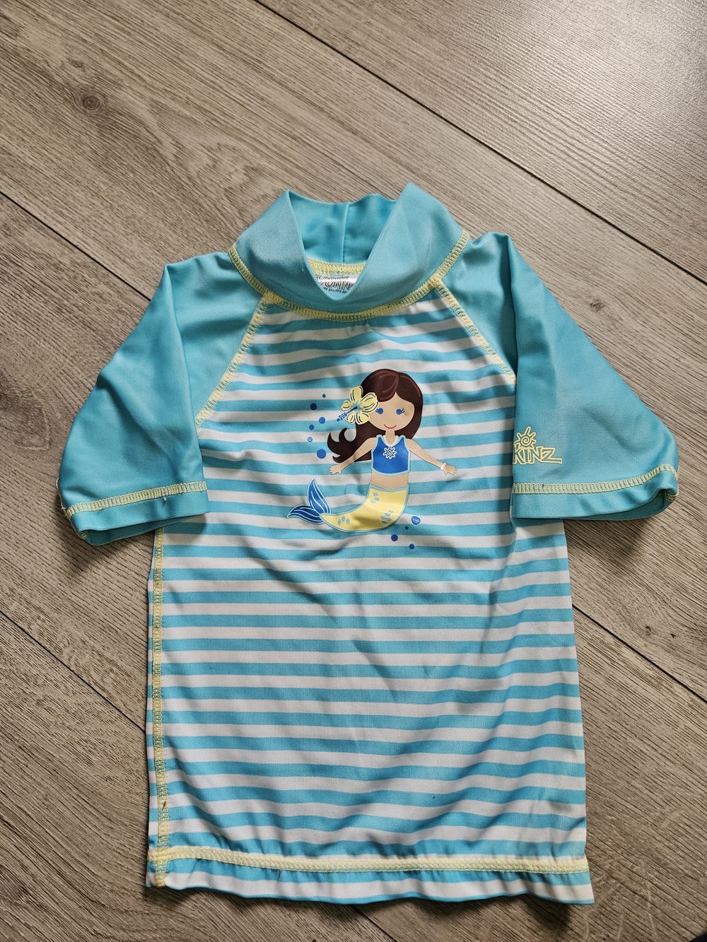 UV Skinz Girls Blue Striped Mermaid Rash Guard Swim Shirt UPF 50+ 12-18M